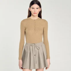 Pulls & Cardigans*SANDRO Pull En Maille Côtelée Kaki