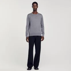 Pulls & Gilets*SANDRO Pull En Maille Fine gris chiné