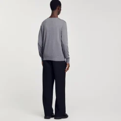 Pulls & Gilets*SANDRO Pull En Maille Fine gris chiné