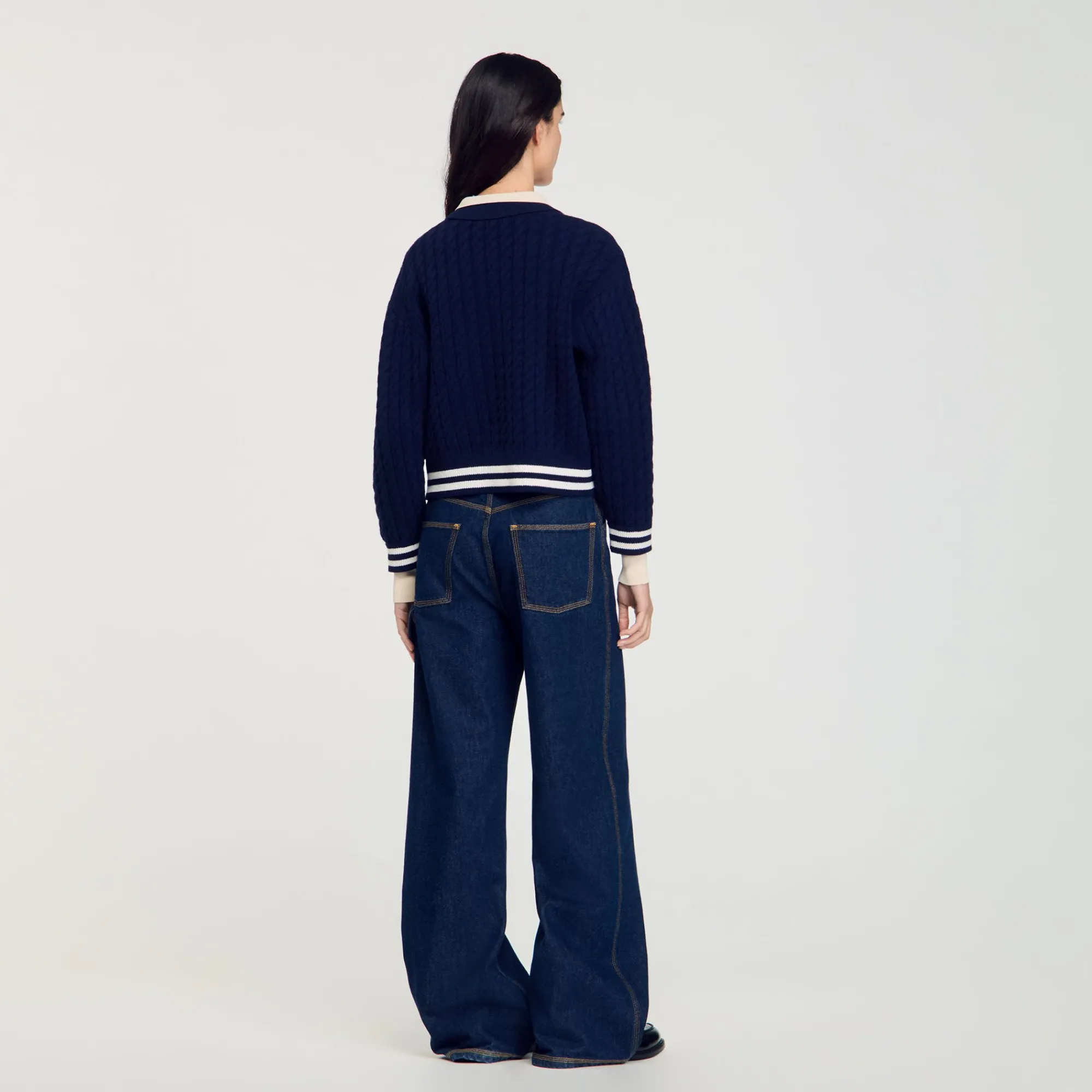 Pulls & Cardigans*SANDRO Pull En Maille Torsadée Marine