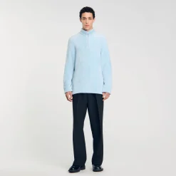 Sweats & Joggings*SANDRO Pull En Polaire Bouclée Baby Blue