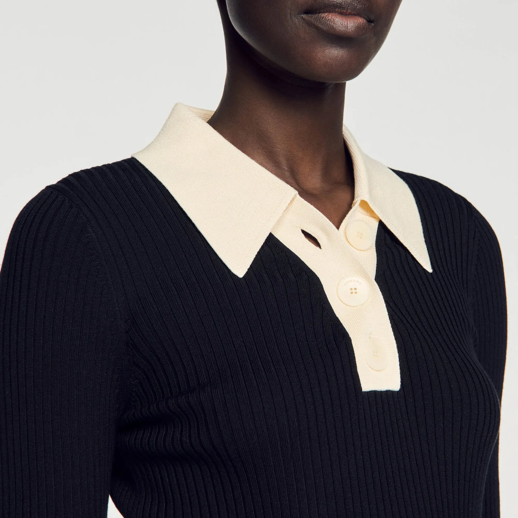 Pulls & Cardigans*SANDRO Pull Polo En Maille Noir