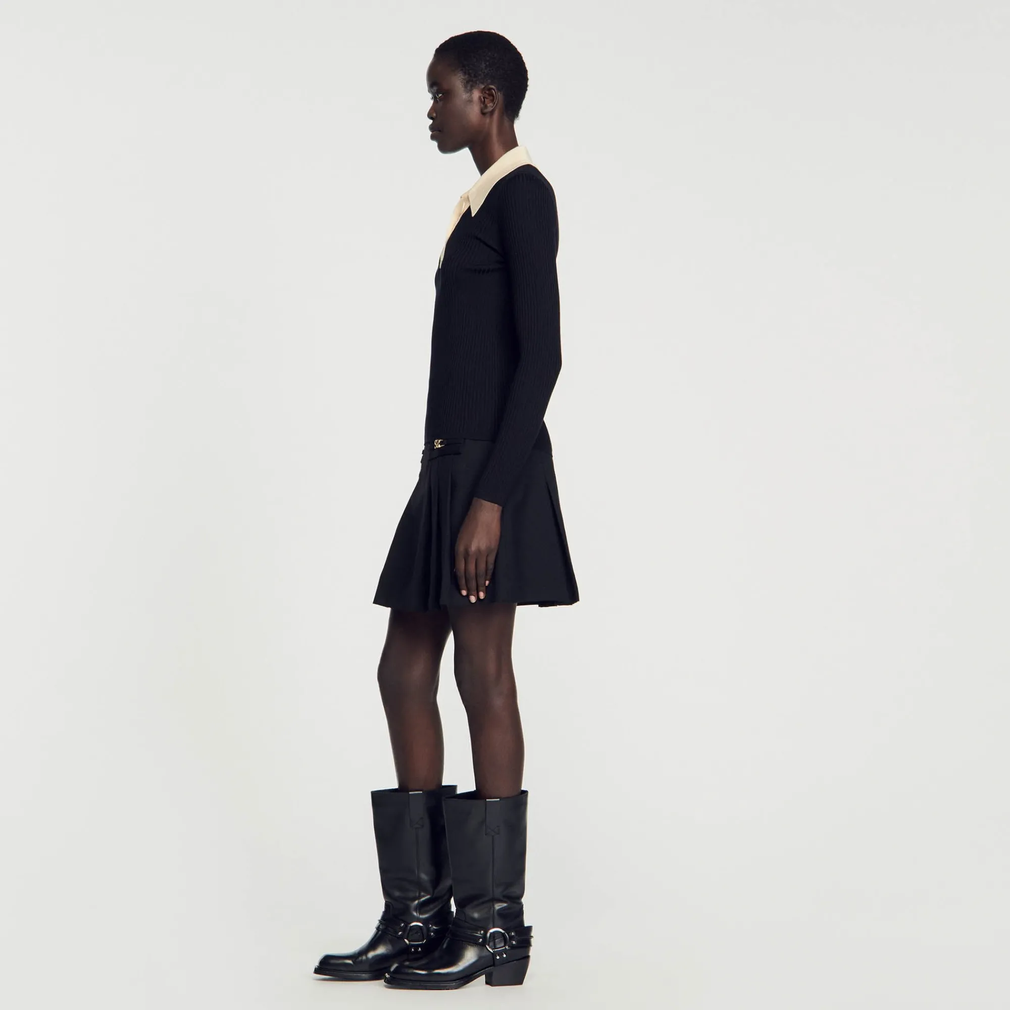 Pulls & Cardigans*SANDRO Pull Polo En Maille Noir