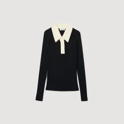 Pulls & Cardigans*SANDRO Pull Polo En Maille Noir