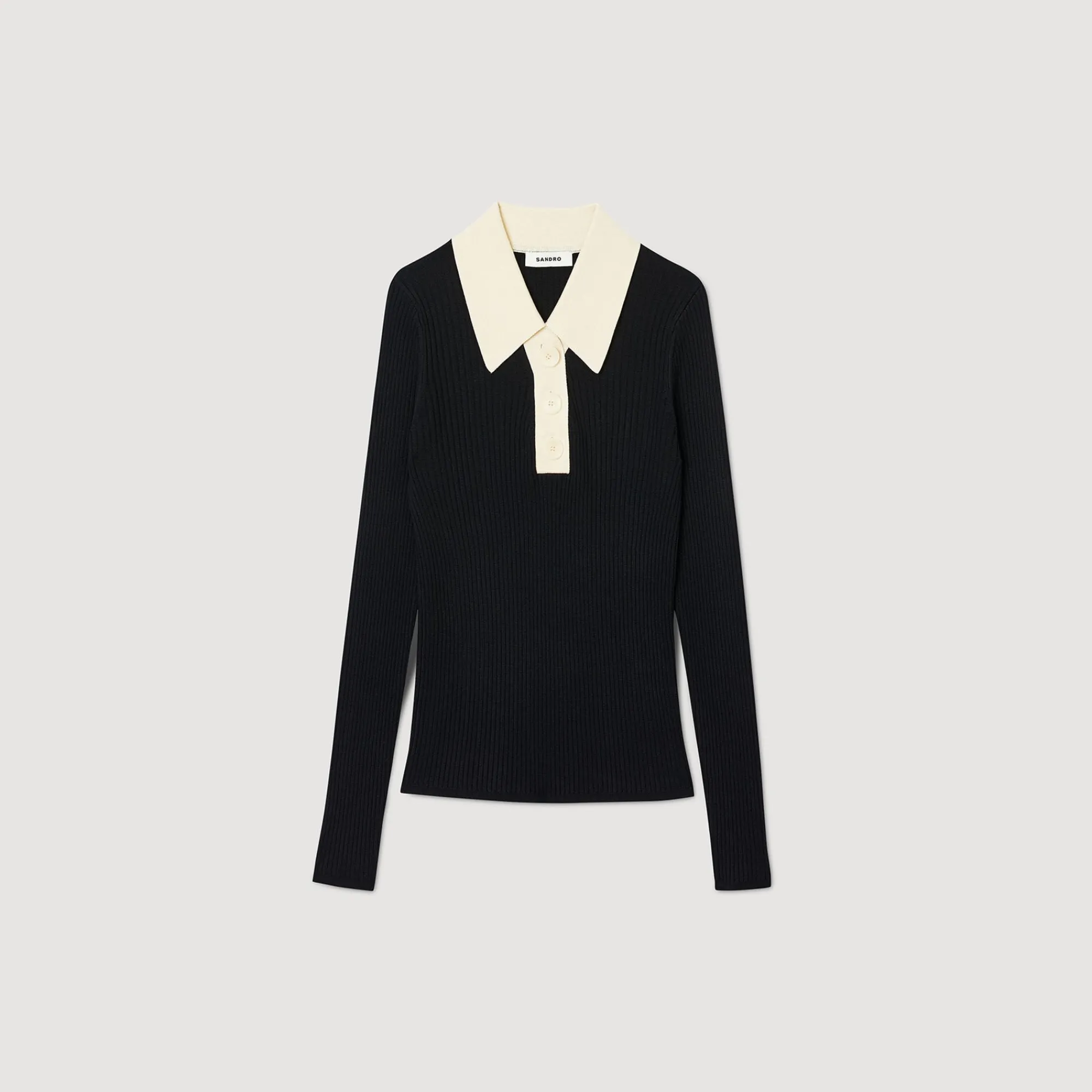 Pulls & Cardigans*SANDRO Pull Polo En Maille Noir