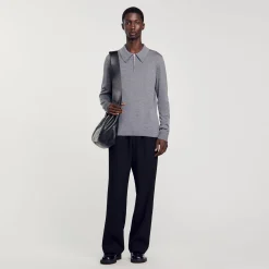 T-Shirts & Polos|Pulls & Gilets*SANDRO Pull Polo En Maille gris chiné