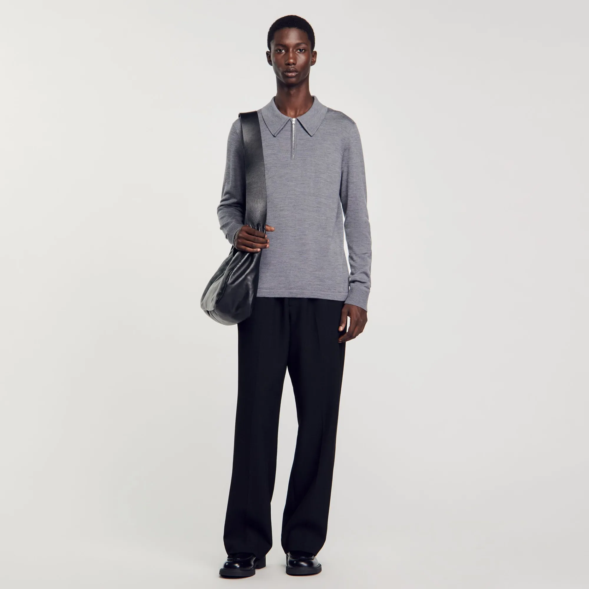 T-Shirts & Polos|Pulls & Gilets*SANDRO Pull Polo En Maille gris chiné