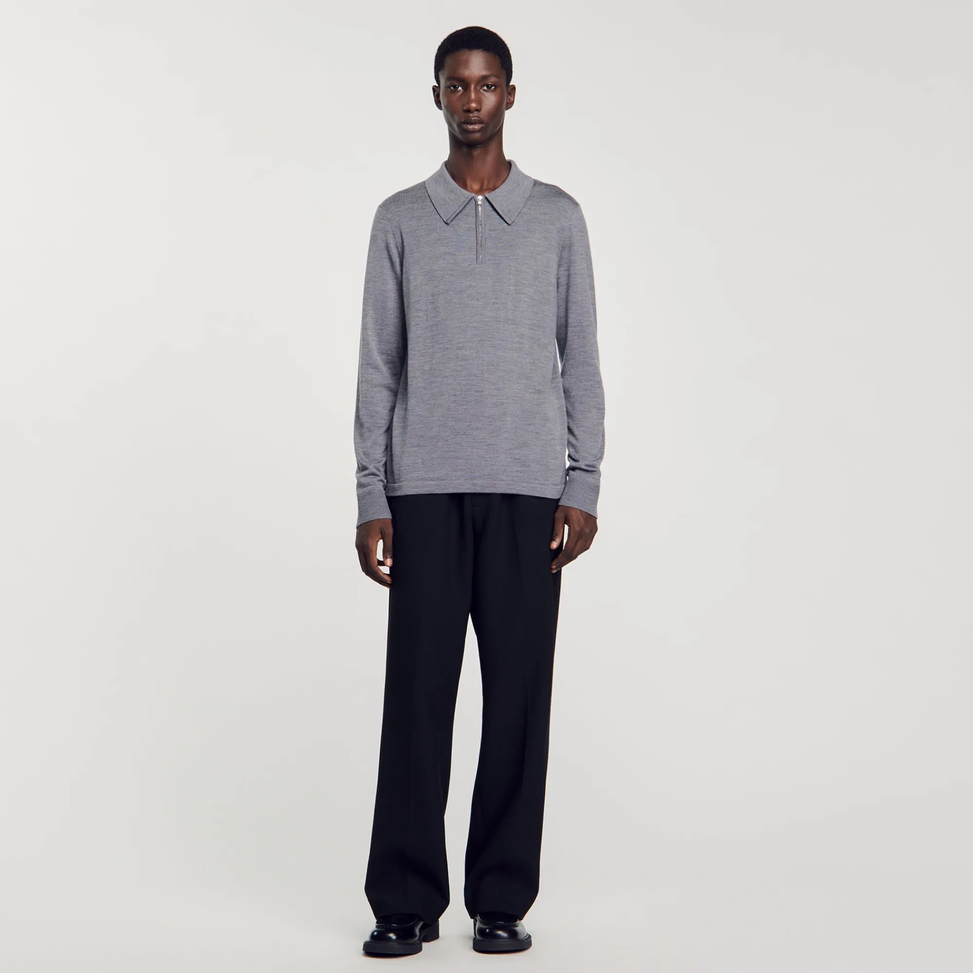 T-Shirts & Polos|Pulls & Gilets*SANDRO Pull Polo En Maille gris chiné