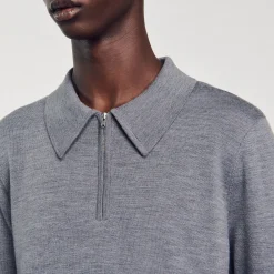 T-Shirts & Polos|Pulls & Gilets*SANDRO Pull Polo En Maille gris chiné