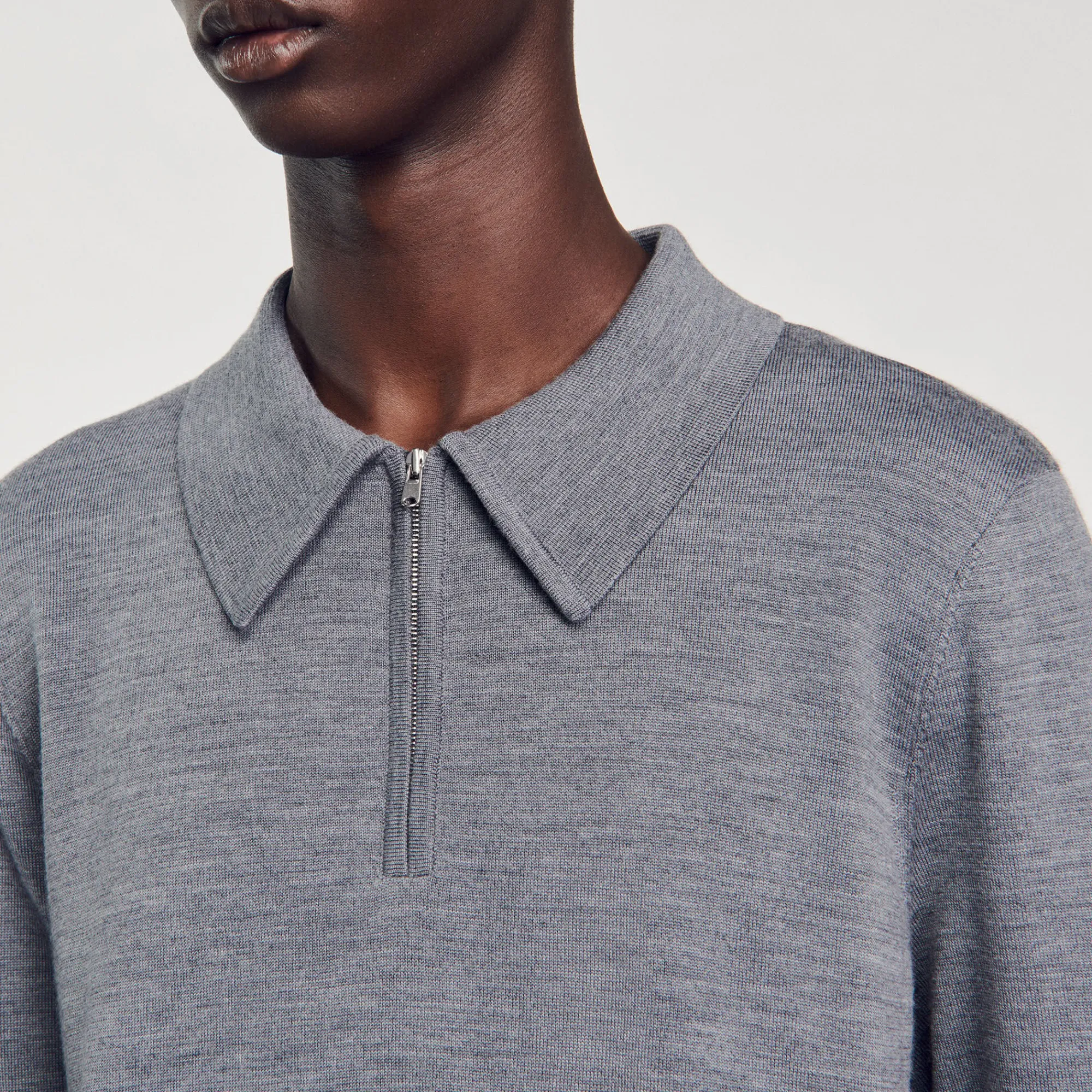 T-Shirts & Polos|Pulls & Gilets*SANDRO Pull Polo En Maille gris chiné