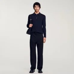 T-Shirts & Polos|Pulls & Gilets*SANDRO Pull Polo En Maille Marine