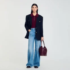 Pulls & Cardigans*SANDRO Pull Torsadé à Col Polo Bordeaux