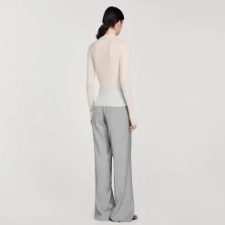 Pulls & Cardigans*SANDRO Pull Transparent Strassé Ecru