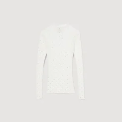 Pulls & Cardigans*SANDRO Pull Transparent Strassé Ecru