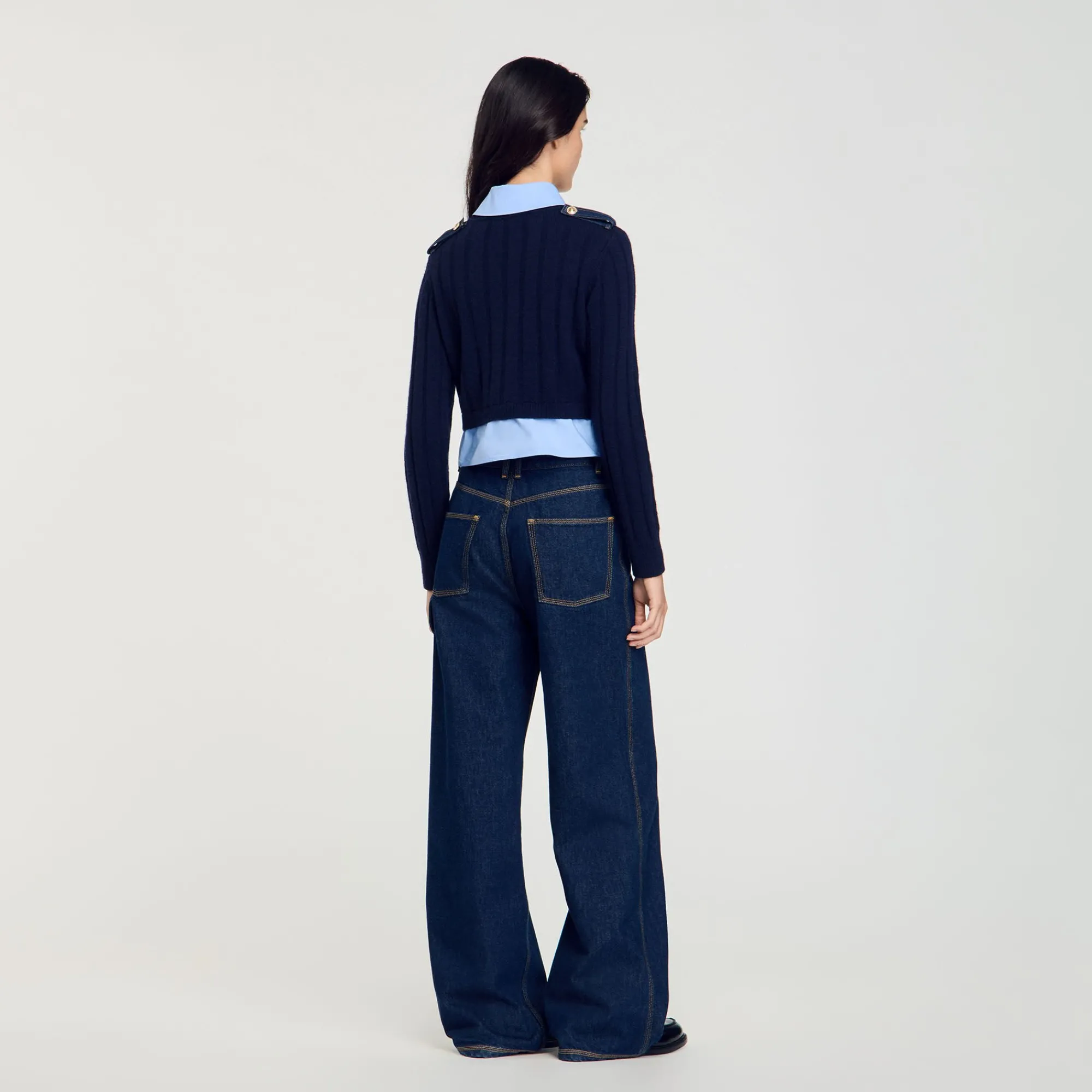 Pulls & Cardigans*SANDRO Pull Trompe L'œil Marine