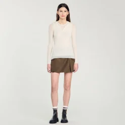 Pulls & Cardigans*SANDRO Pull Trompe L'œil En Laine Ecru