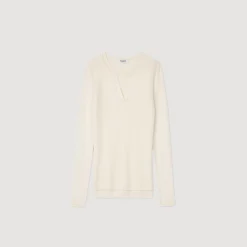 Pulls & Cardigans*SANDRO Pull Trompe L'œil En Laine Ecru