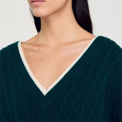 Pulls & Cardigans*SANDRO Pull Trompe L'œil En Maille Vert