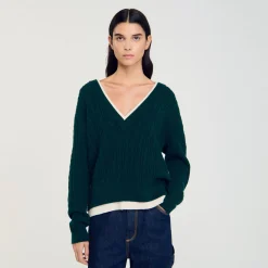 Pulls & Cardigans*SANDRO Pull Trompe L'œil En Maille Vert
