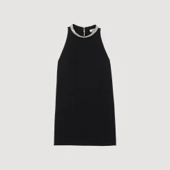 Robes*SANDRO Robe à Col Bijoux Noir