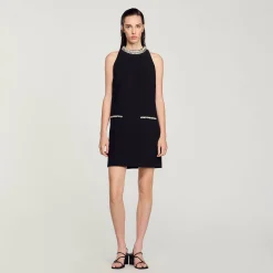 Robes*SANDRO Robe à Strass Noir
