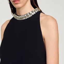 Robes*SANDRO Robe à Strass Noir