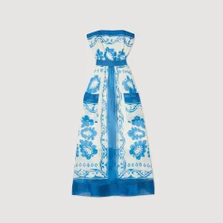 Robes*SANDRO Robe Bustier Bleu / Blanc