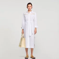Robes*SANDRO Robe Chemise Longue blanc