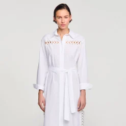 Robes*SANDRO Robe Chemise Longue blanc