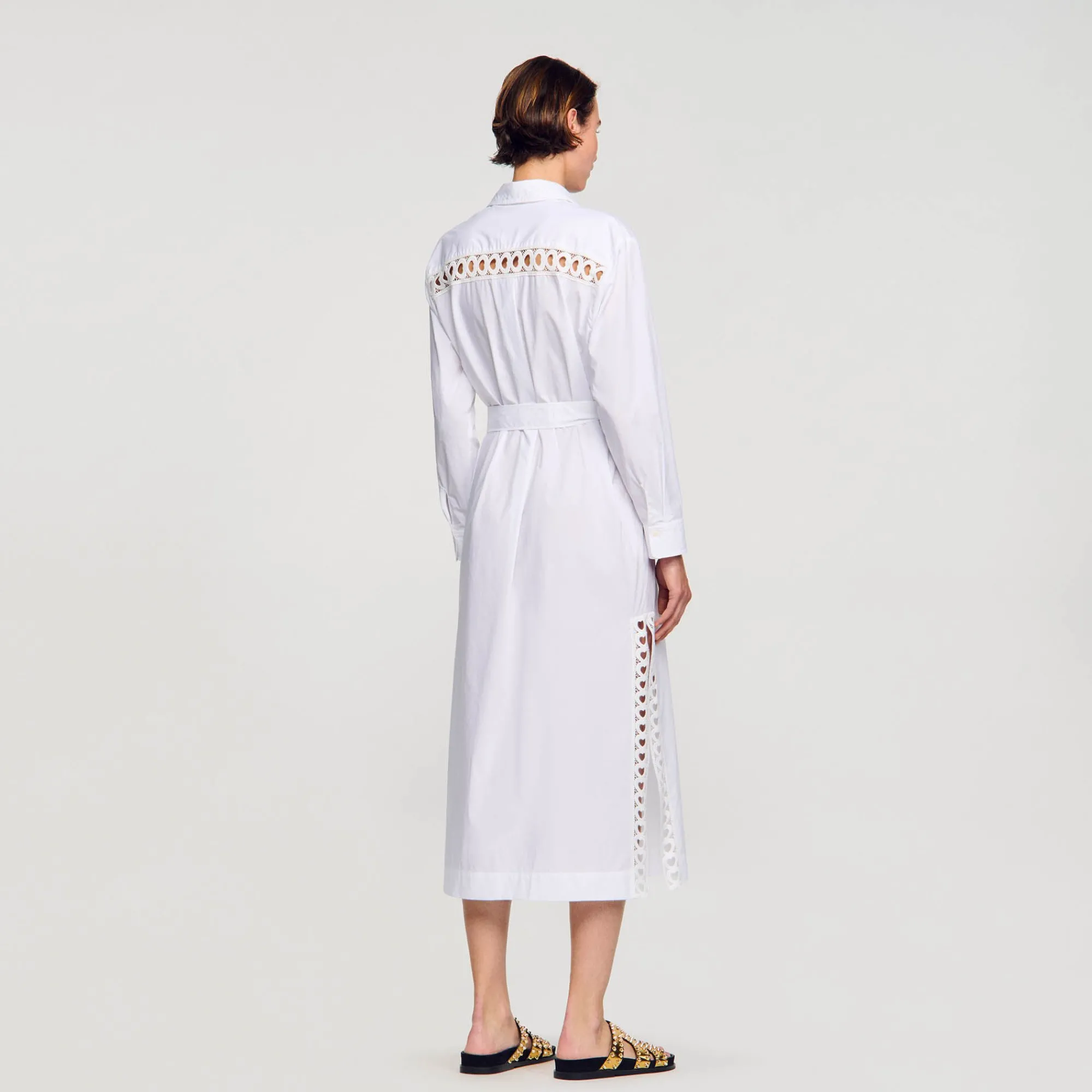 Robes*SANDRO Robe Chemise Longue blanc