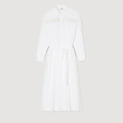 Robes*SANDRO Robe Chemise Longue blanc