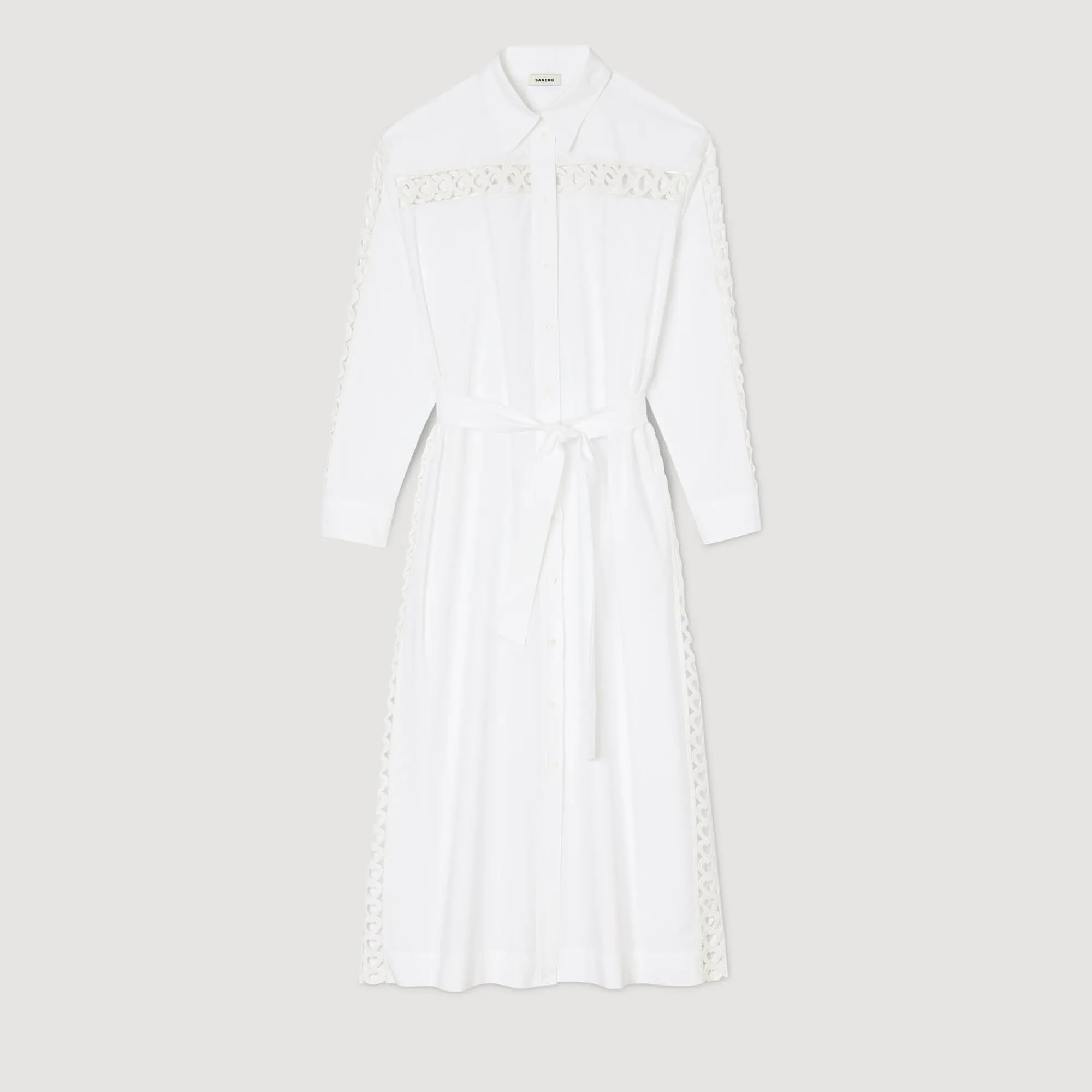Robes*SANDRO Robe Chemise Longue blanc