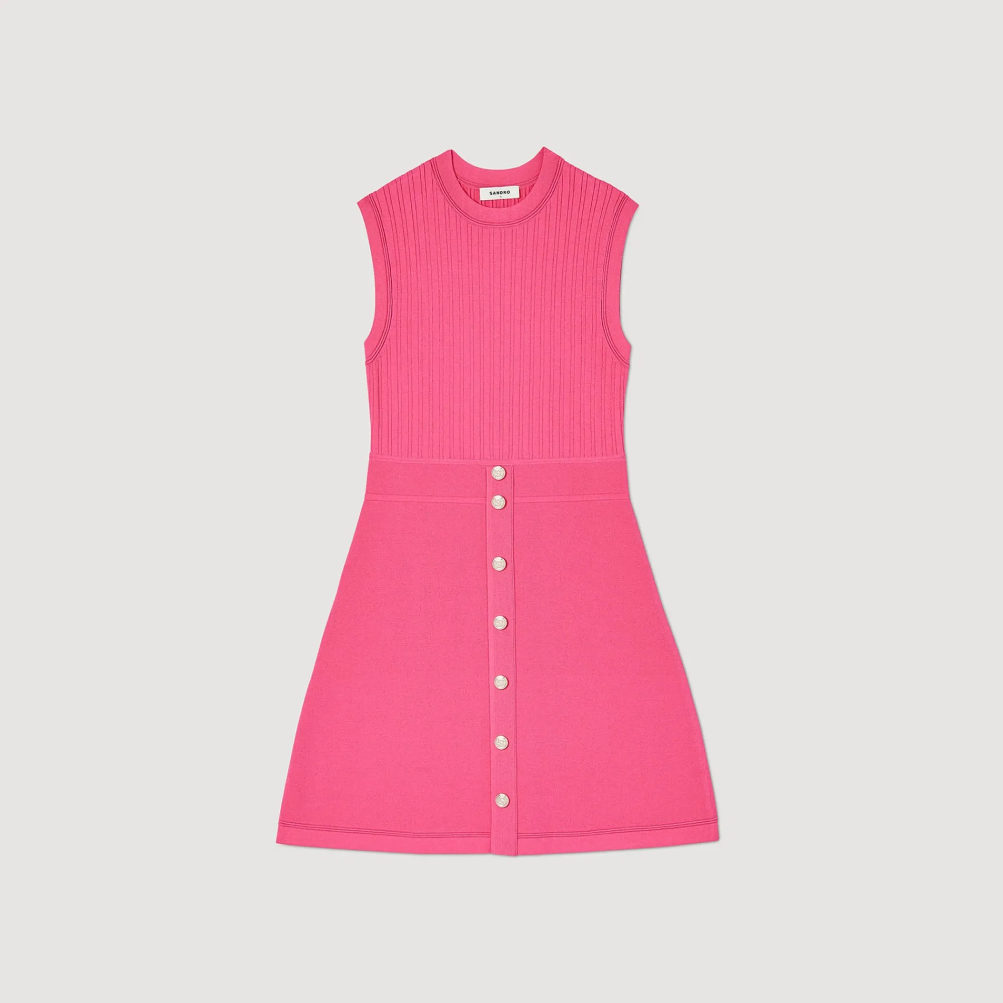Robes*SANDRO Robe Courte à Boutons Fushia