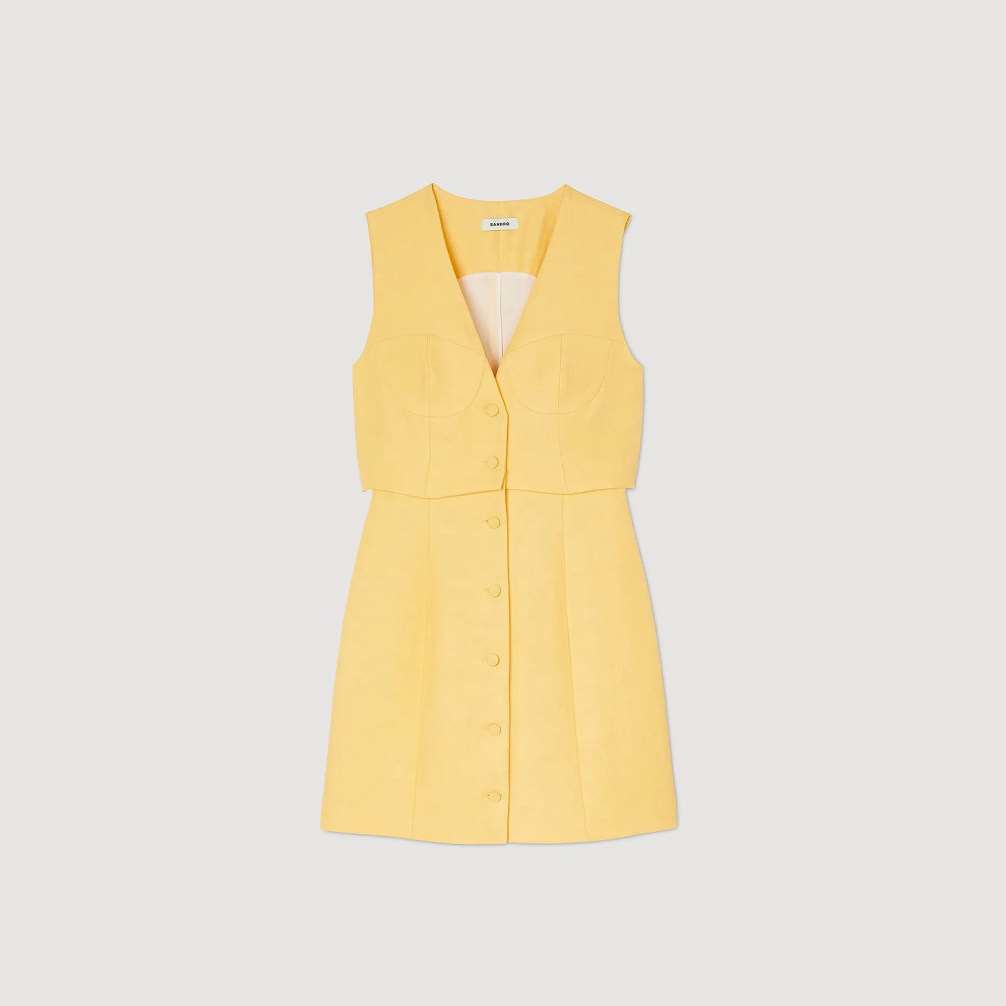 Robes*SANDRO Robe Courte 2 En 1 Jaune Orange