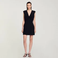 Robes*SANDRO Robe Courte à Nœud Noir