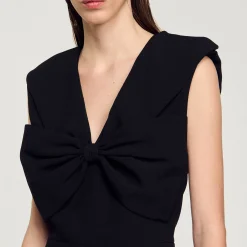 Robes*SANDRO Robe Courte à Nœud Noir