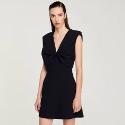 Robes*SANDRO Robe Courte à Nœud Noir