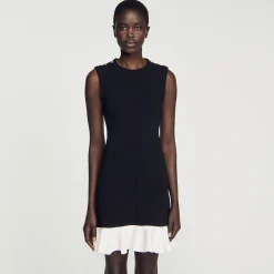 Robes*SANDRO Robe Courte Bicolore Noir