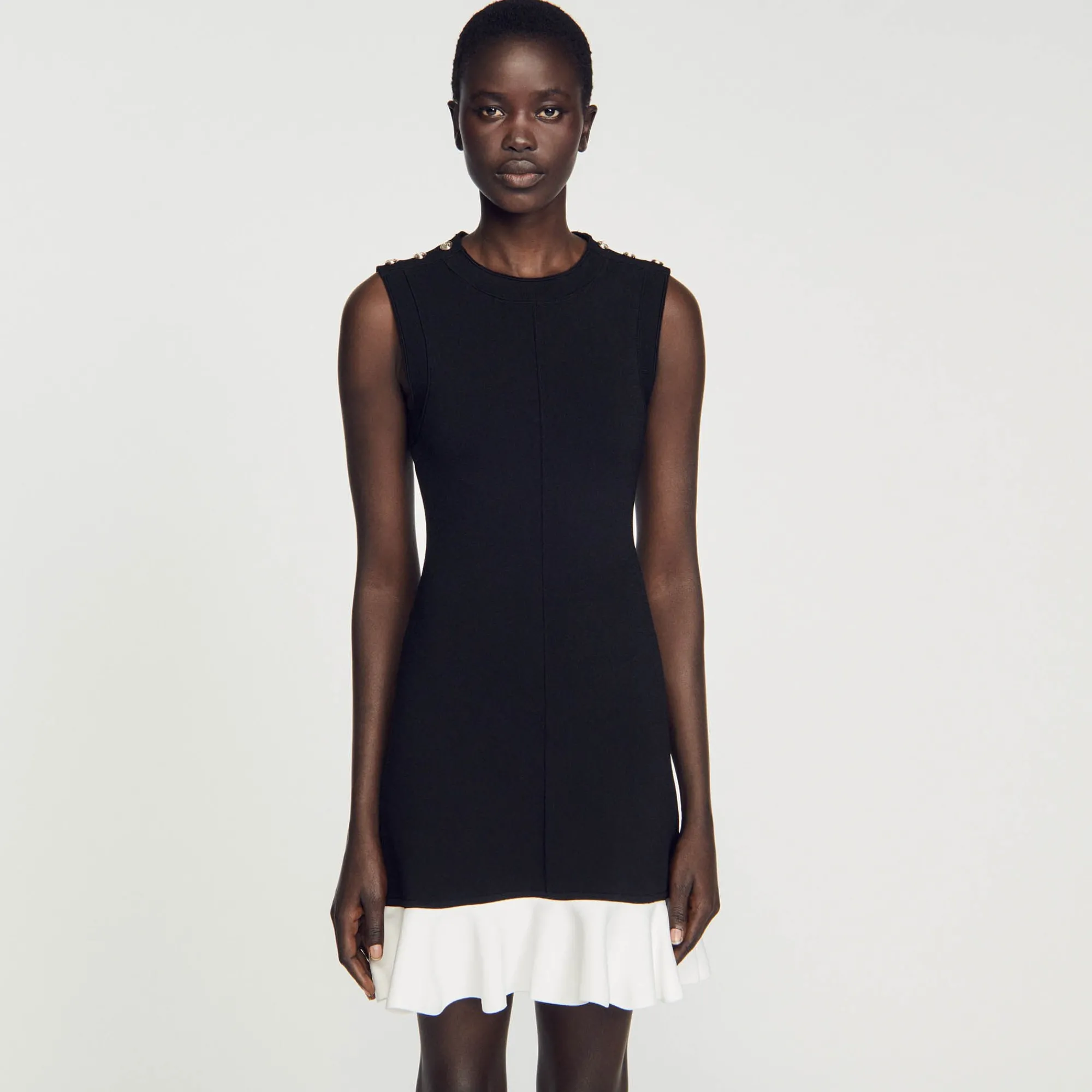 Robes*SANDRO Robe Courte Bicolore Noir