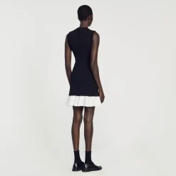 Robes*SANDRO Robe Courte Bicolore Noir
