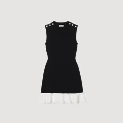 Robes*SANDRO Robe Courte Bicolore Noir