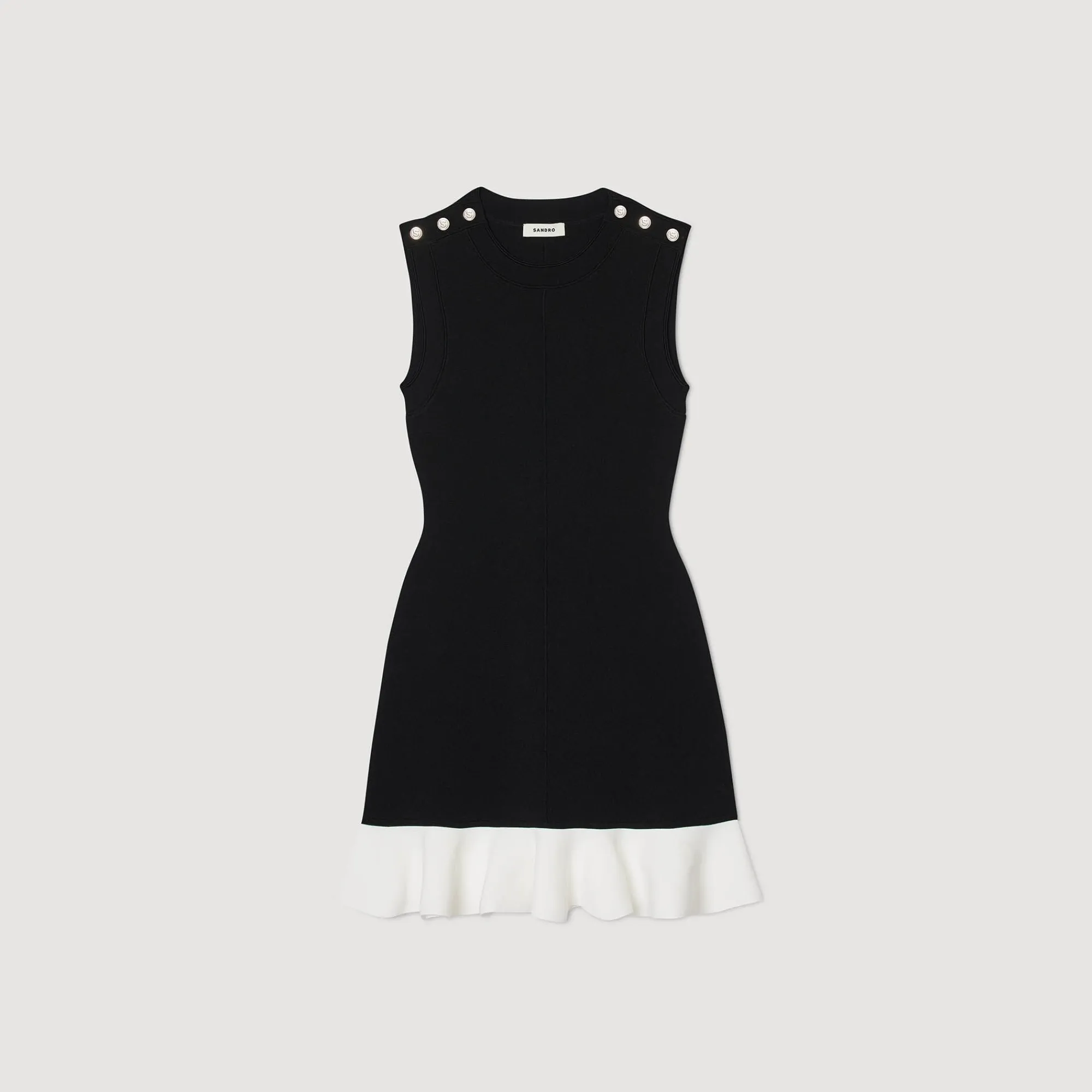 Robes*SANDRO Robe Courte Bicolore Noir