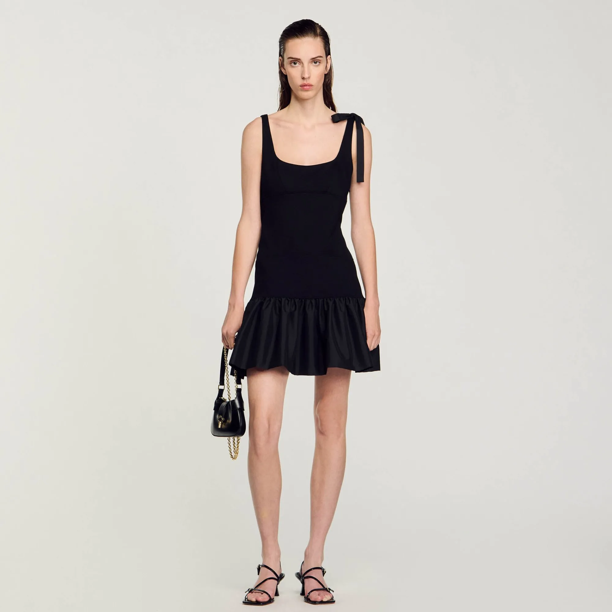 Robes*SANDRO Robe Courte Bimatières Noir
