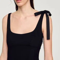 Robes*SANDRO Robe Courte Bimatières Noir