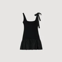 Robes*SANDRO Robe Courte Bimatières Noir