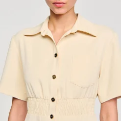 Robes*SANDRO Robe Courte Boutonnée Beige