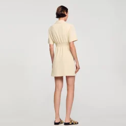 Robes*SANDRO Robe Courte Boutonnée Beige