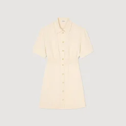 Robes*SANDRO Robe Courte Boutonnée Beige