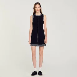 Robes*SANDRO Robe Courte Boutonnée Noir