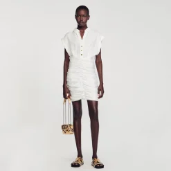 Robes*SANDRO Robe Courte Drapée blanc